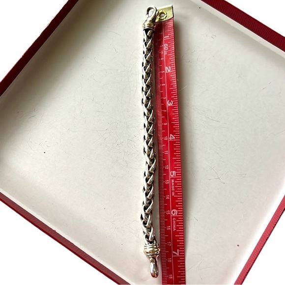 David Yurman Wheat Chain 14K Yellow Gold & Sterling Silver 7.5” Bracelet - Picture 9 of 10